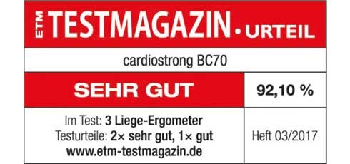 cardiostrong Ligfiets Hometrainer BC70 Beoordeeld als "Zeer goed” in de Ligergometer-test
