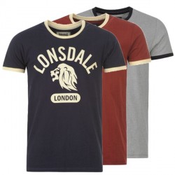 Lonsdale T-Shirt Mens Ringer Tee Grau