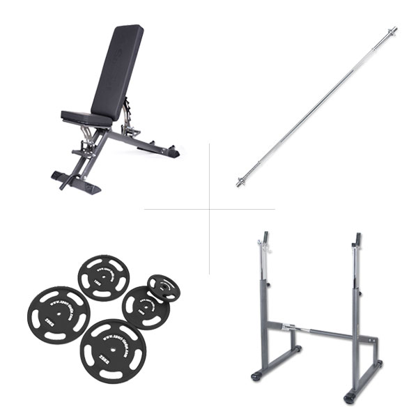 Taurus weight bench B900 + barbell rack + 75 kg set Product picture